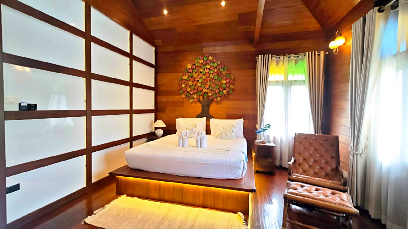 One-Bedroom Villa at Doona Resort with a warm timber king bedroom